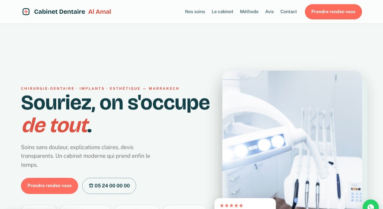 Exemple de landing page — Dentiste