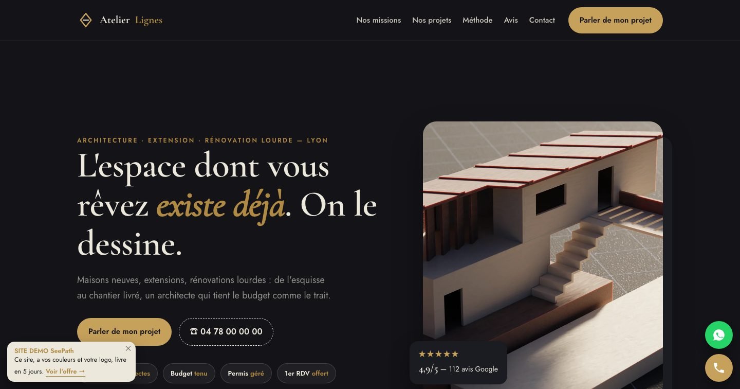 Modèle de site Architecte