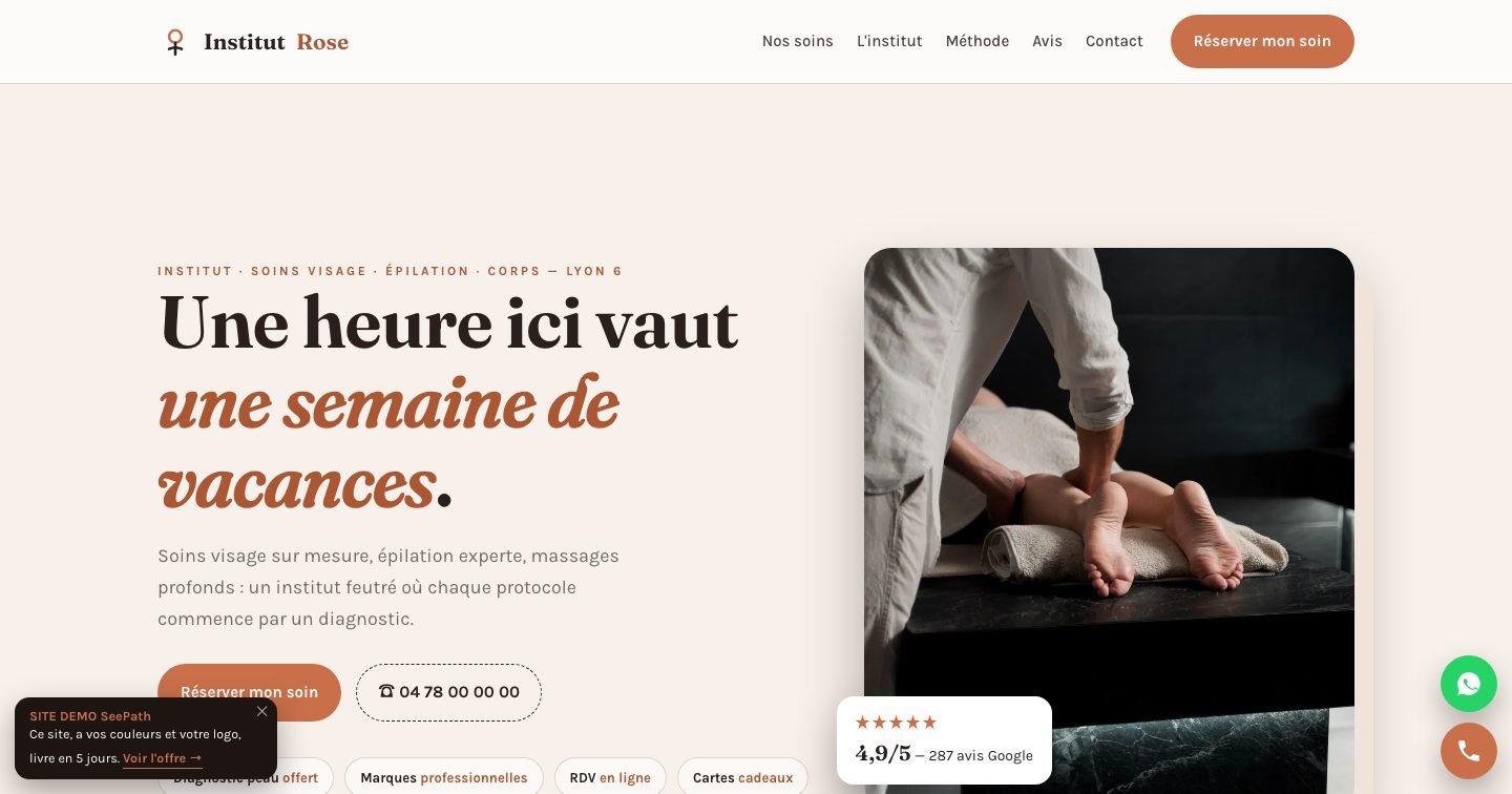 Modèle de site Institut de beauté