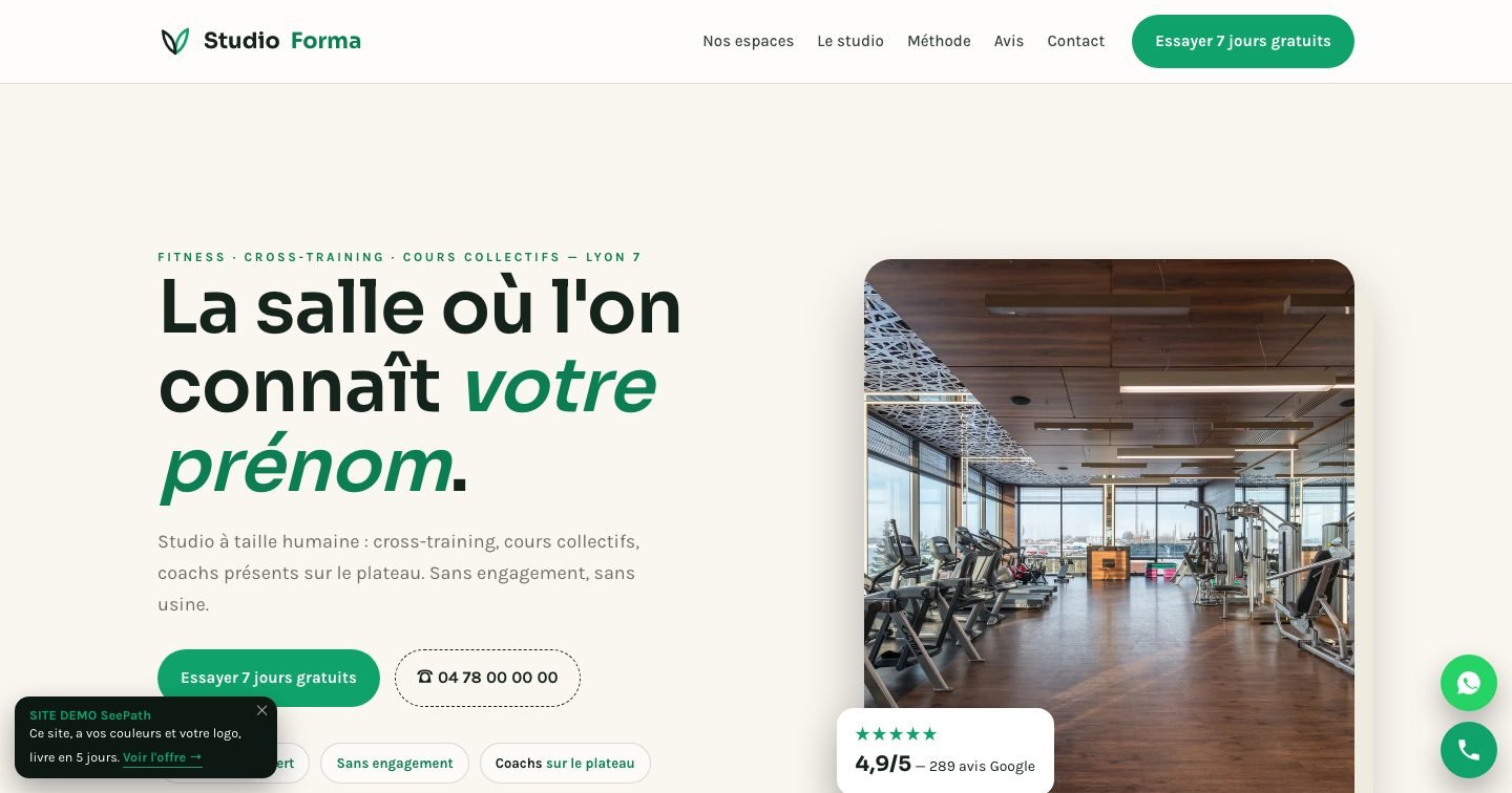 Modèle de site Salle de sport