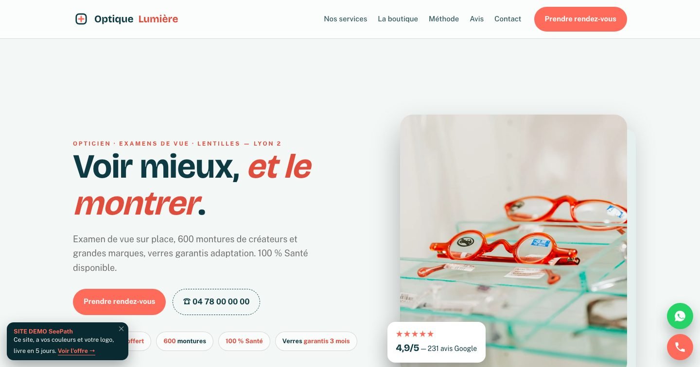 Modèle de site Opticien