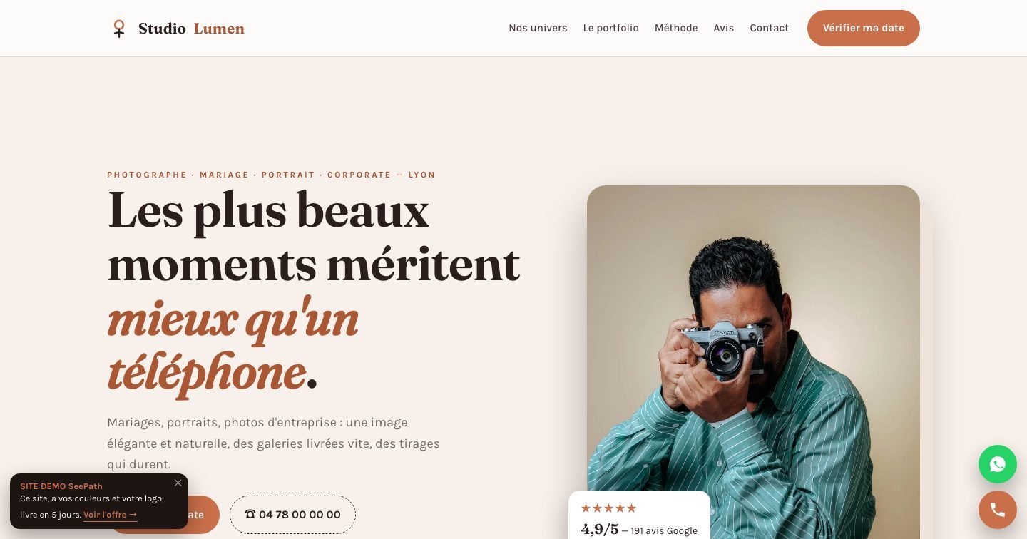 Modèle de site Photographe