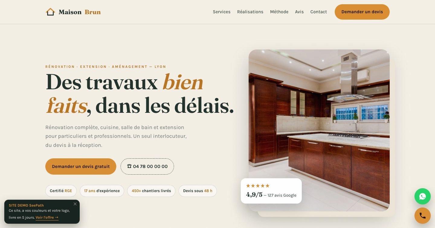 Modèle de site Rénovation / BTP