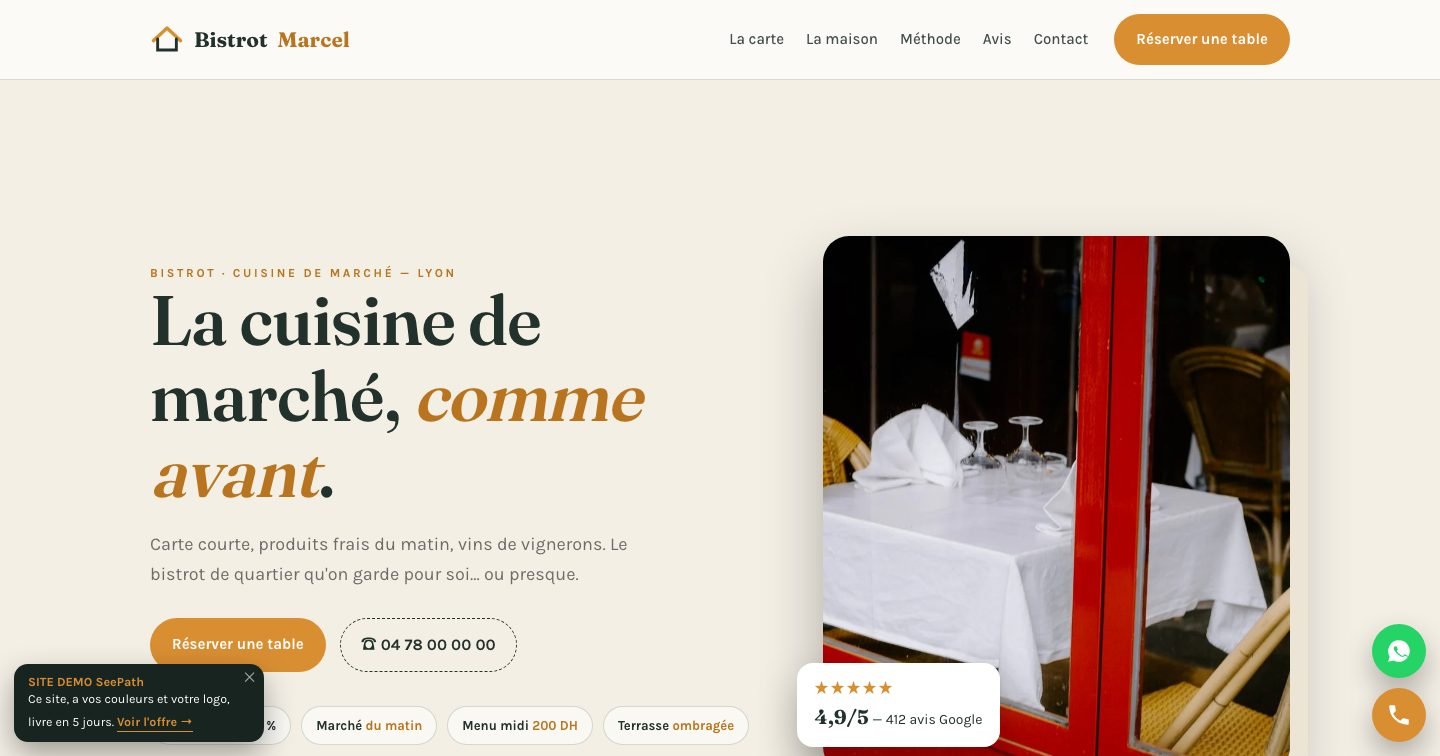 Modèle de site Restaurant